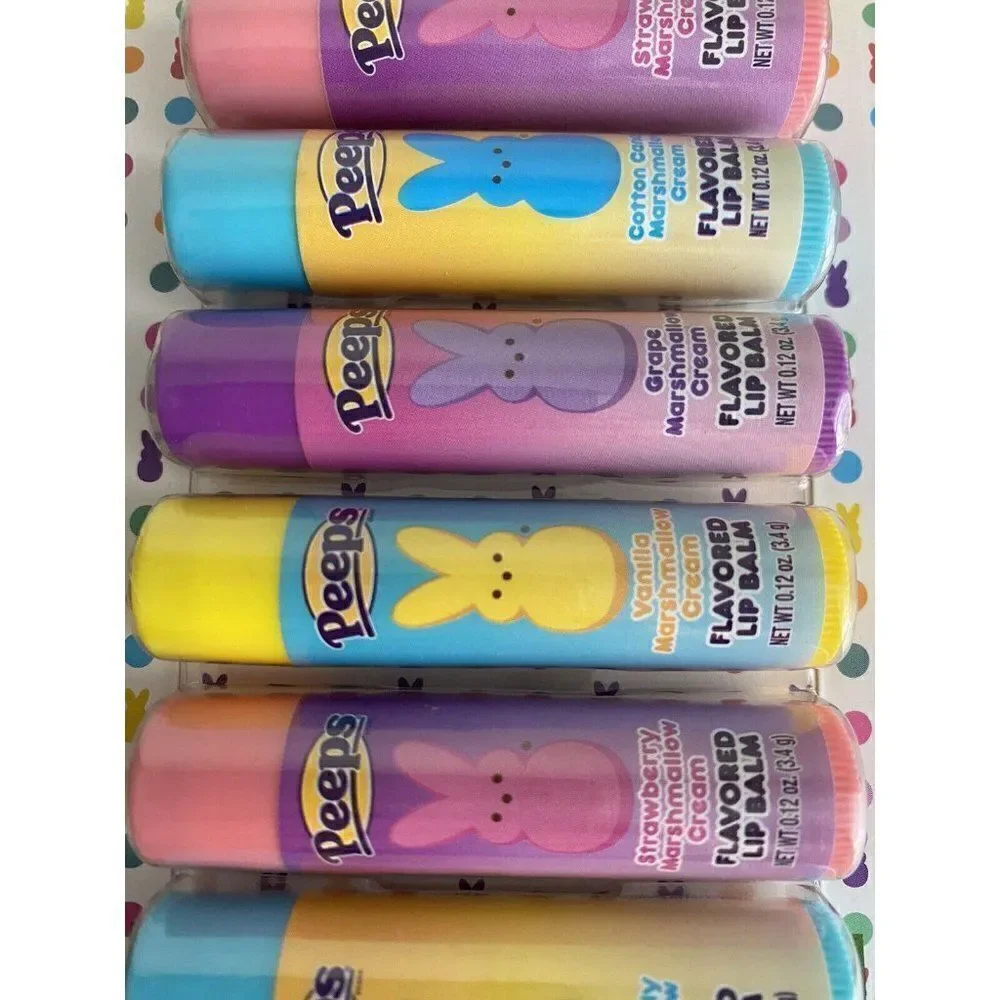 8 Pack Peeps Flavored Lip Balm‎ Easter Basket Stuffer Cotton Candy Vanilla Grape